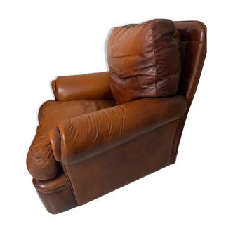 Brown vintage leather armchair