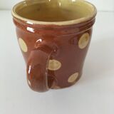 Petit pot à lait caramel à pois – Poterie savoyarde vintage