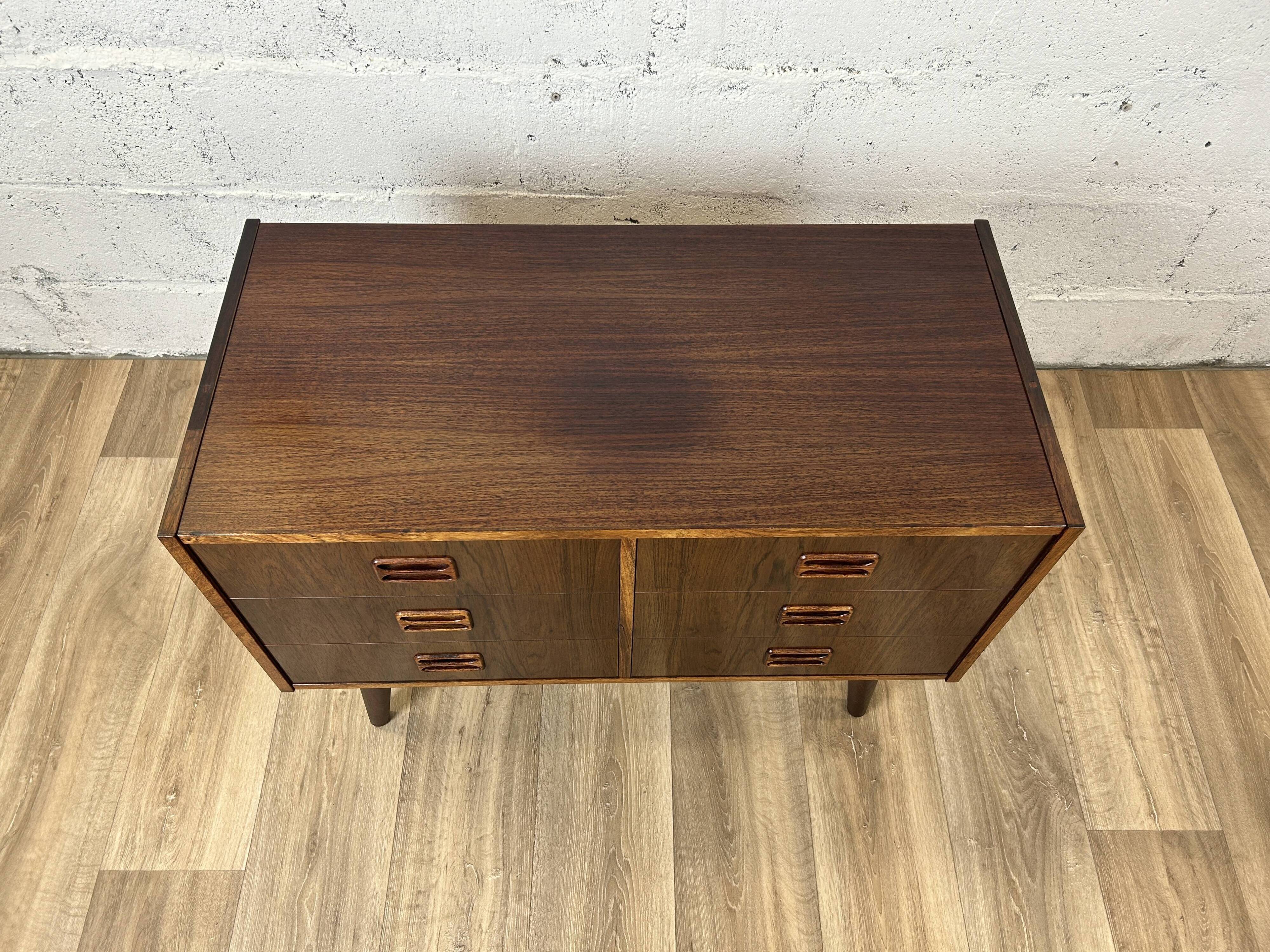 Vintage Scandinavian low chest of drawers in rosewood by Westergaards Mobelfabrik, 1960s