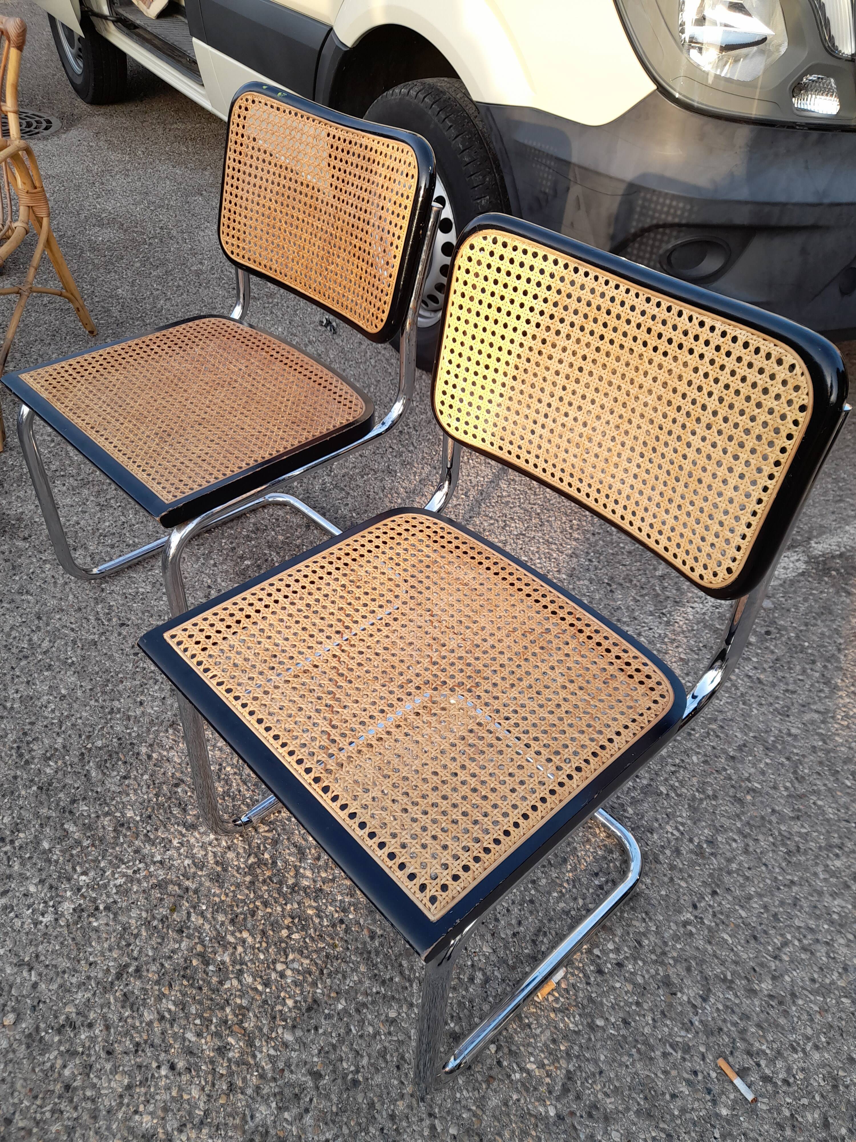 Pair of Chairs Marcel Breuer Cesca B32 italy