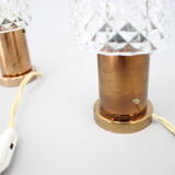 1970s pair of copper table lamps by kamenický šeno, czechoslovakia