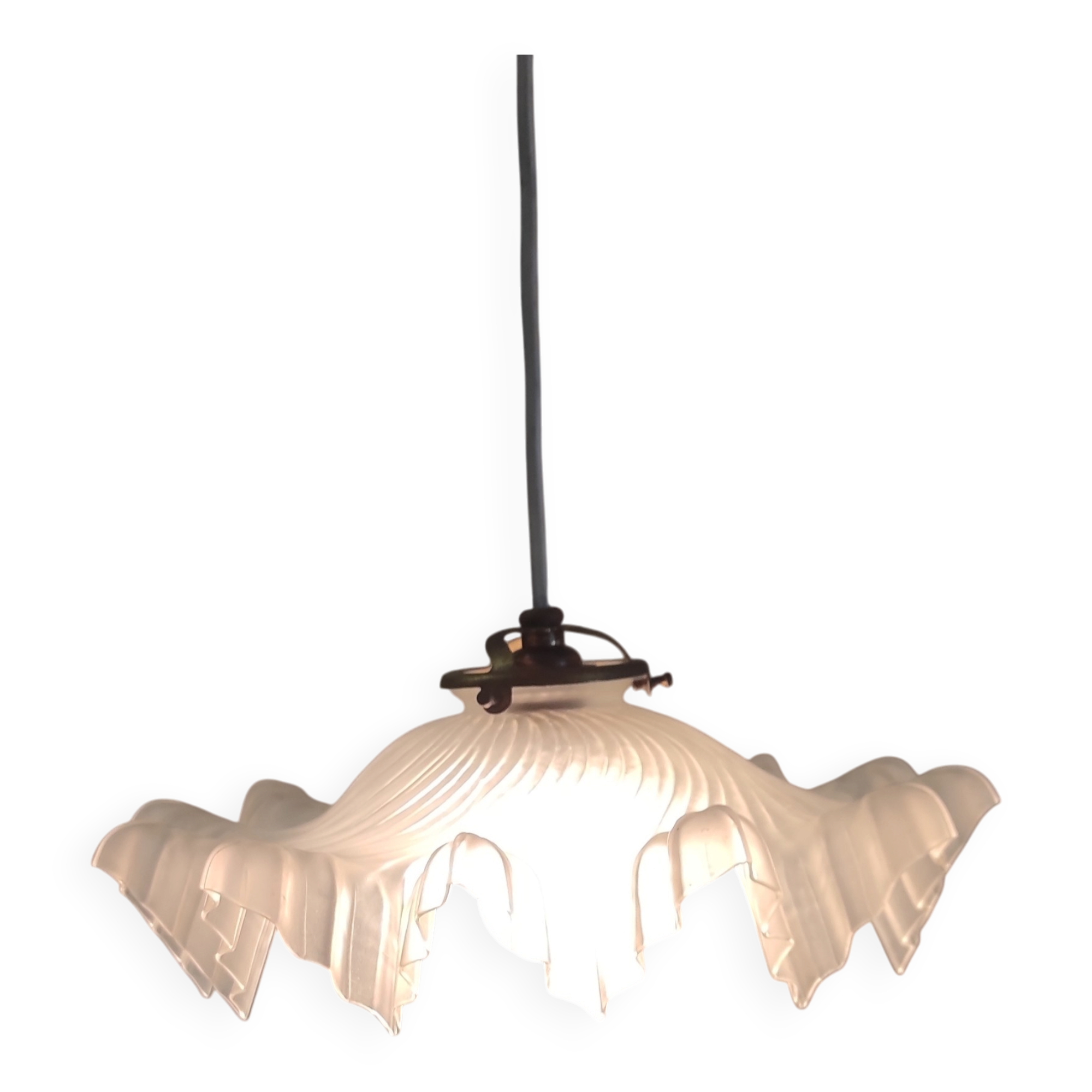 Pleated glass lampshade - mid 20th century