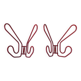 2 red metal hooks