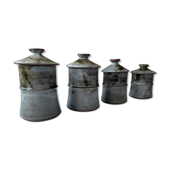Series of 4 vintage Loir sandstone pots Thierry and Chantal Robert
