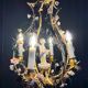Napoleon III period cage chandelier in bronze and porcelain