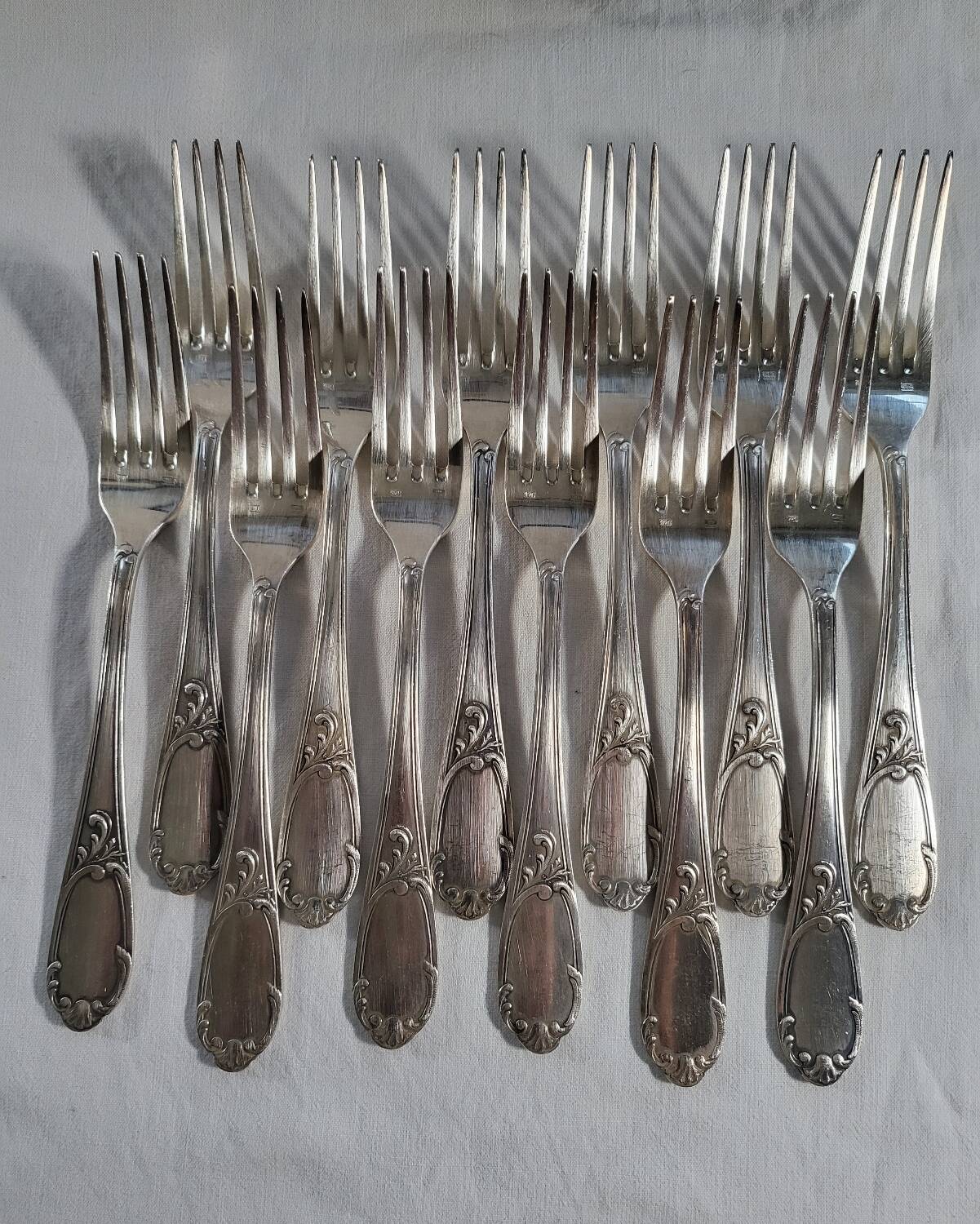 12 SOH Silver Metal Table Forks