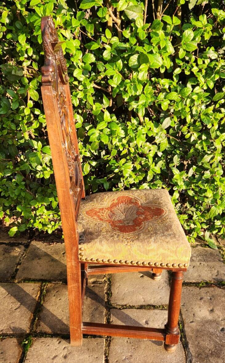 Antique carved walnut chair