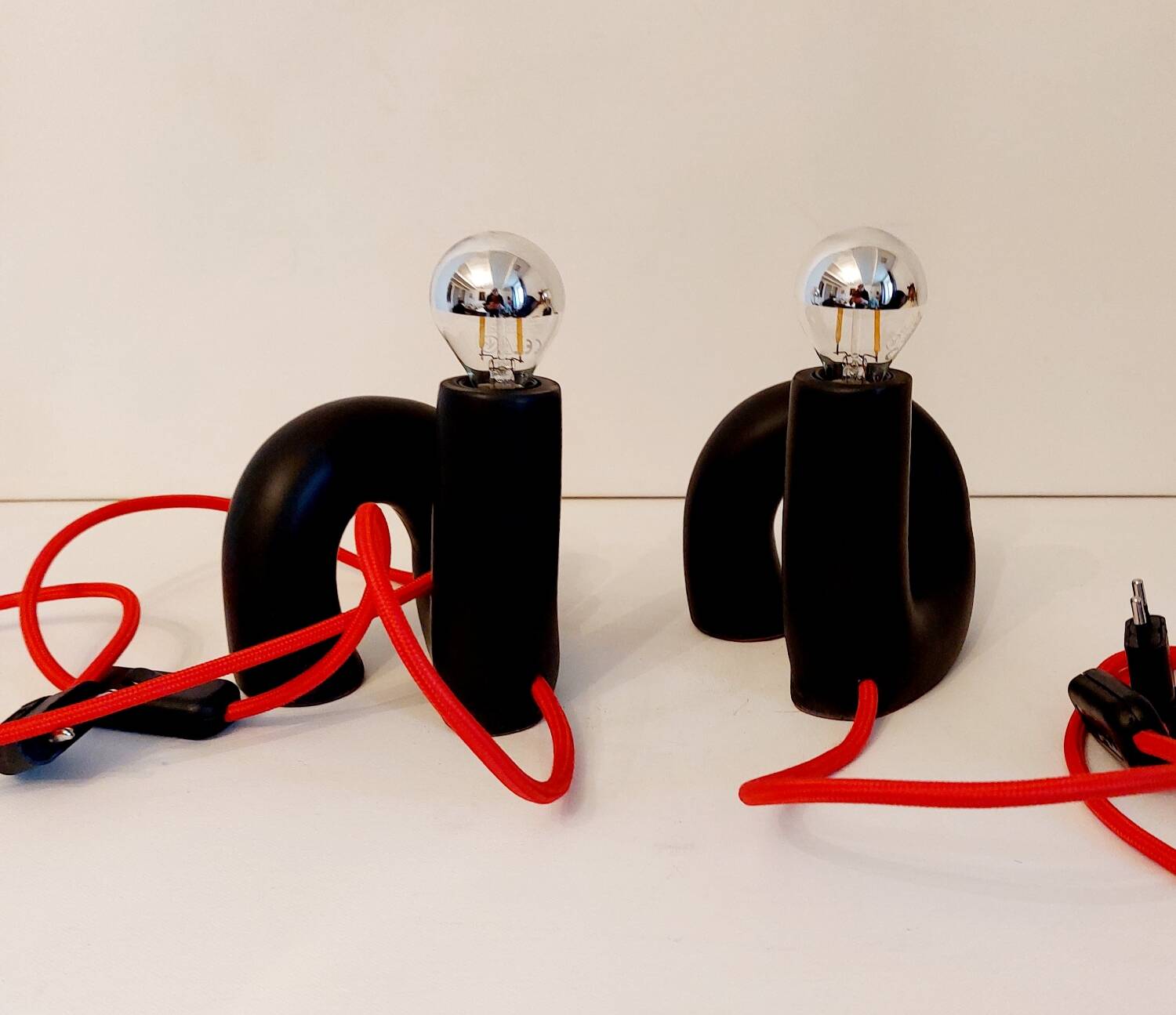 Pair of ceramic designer lamps