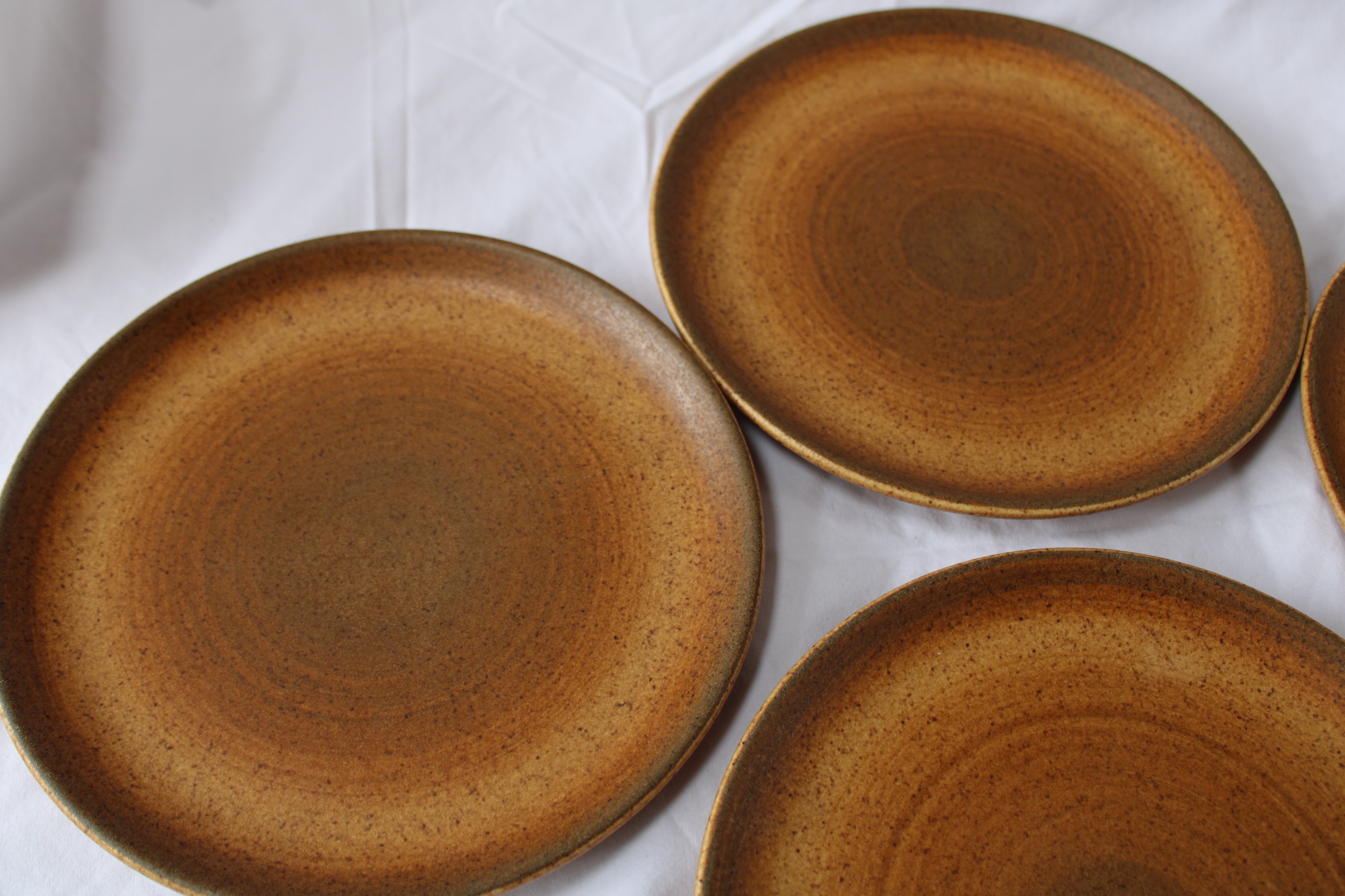 Ensemble de 4 grandes assiettes plates en grès vintage