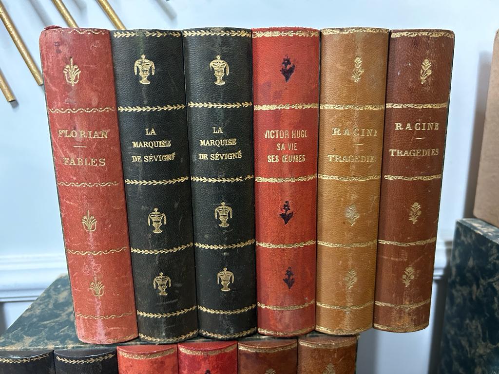 Front of fake leather books for bookcase