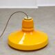 Mid-Century Italian Yellow Glass and Brass Pendant Lamp