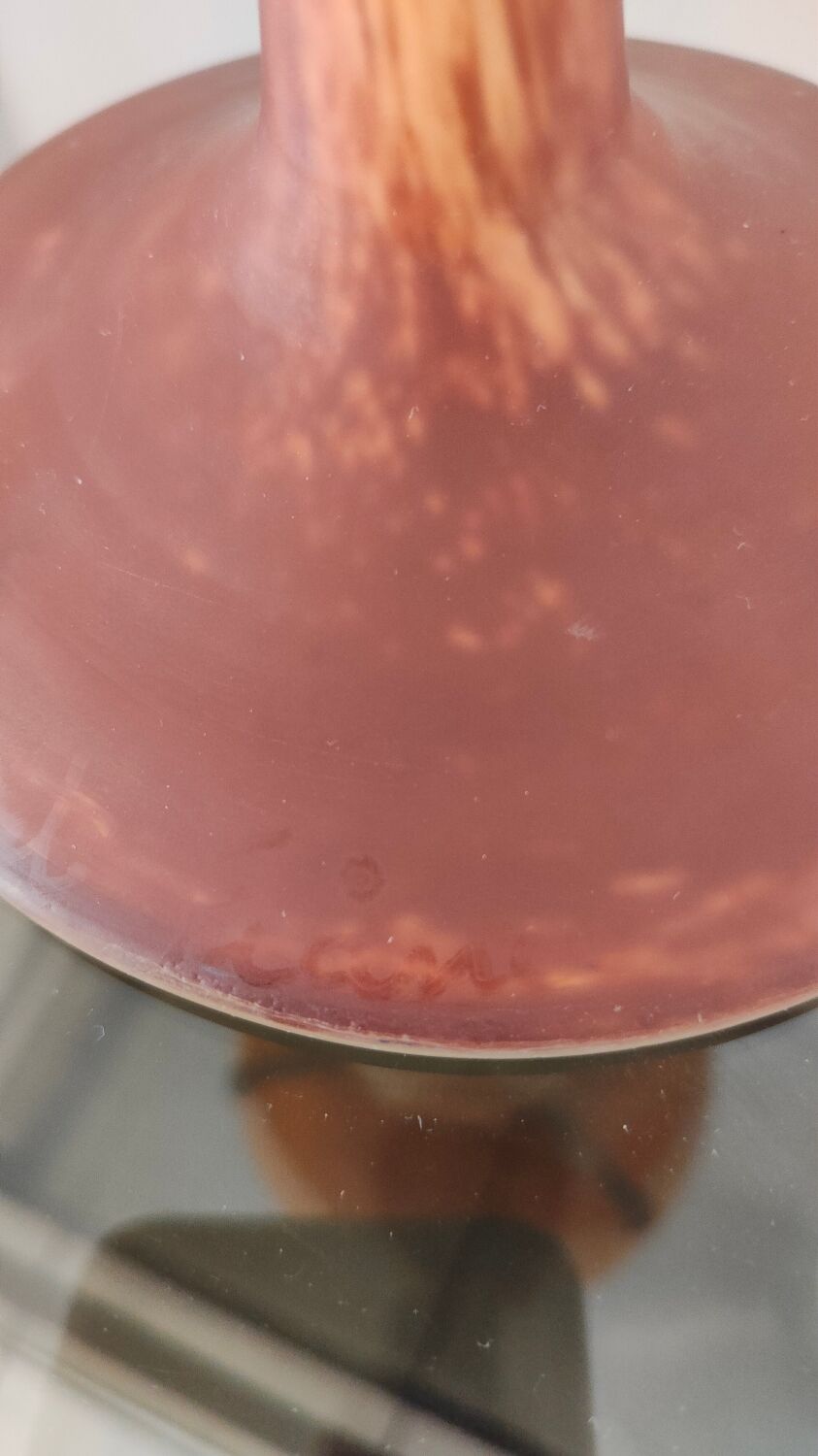 Glass paste lamp signed art of France 1980