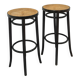 Set jaren 50 houten barkrukken met webbing uit Frankrijk vintage
