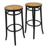 Set jaren 50 houten barkrukken met webbing uit Frankrijk vintage