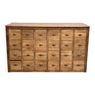 Vintage workshop furniture with 24 drawers in solid pine – 1950s