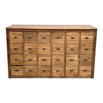 Vintage workshop furniture with 24 drawers in solid pine – 1950s