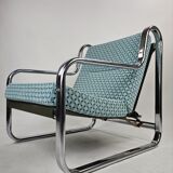 Set of 2 Italian chairs in chrome frame and completely reupholstered