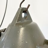 Dark grey explosion proof lamp with black enameled shade, 1970s