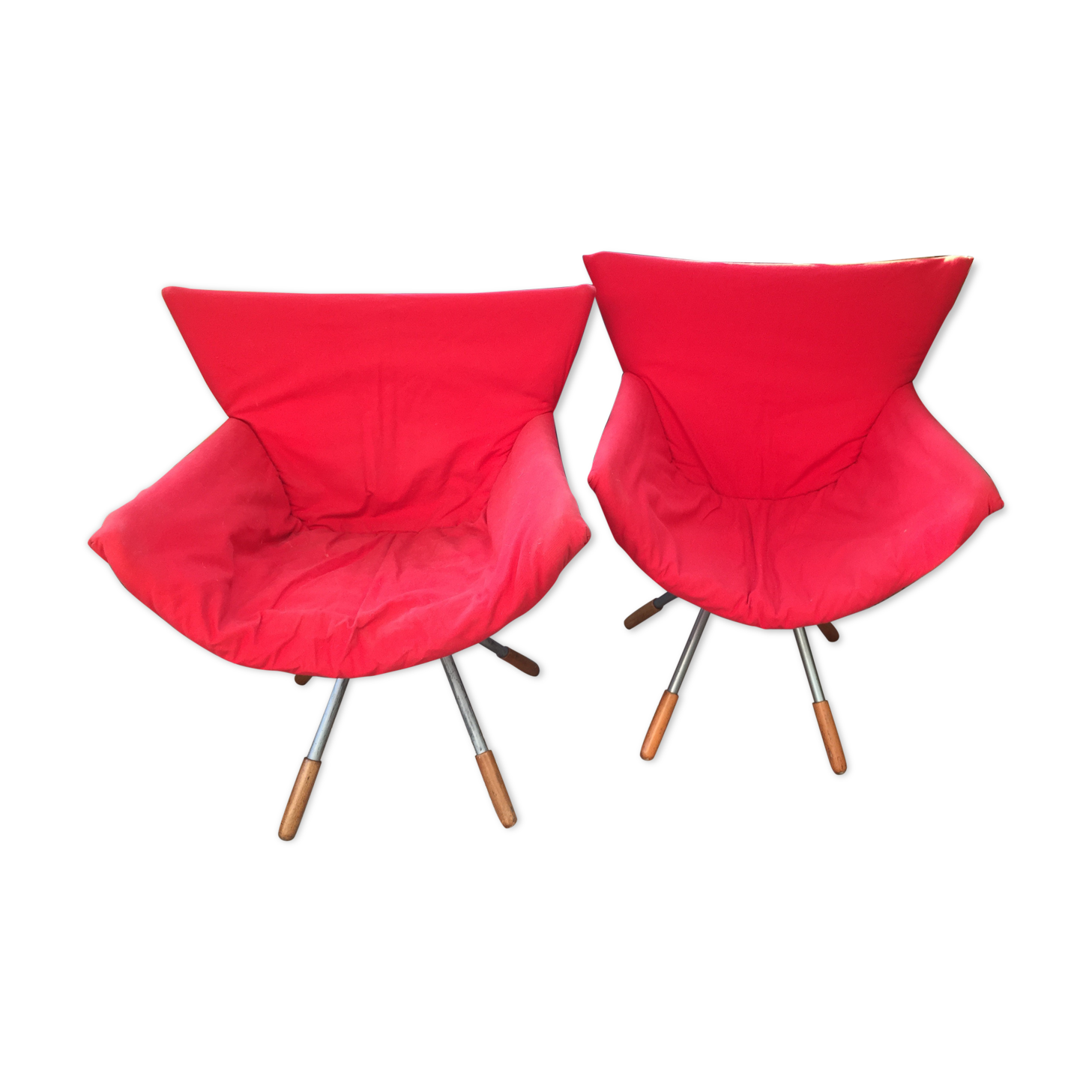 Pair of folding armchairs