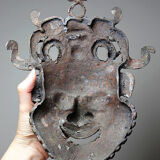 Vintage bronze African mask from Bamoun, Cameroon.