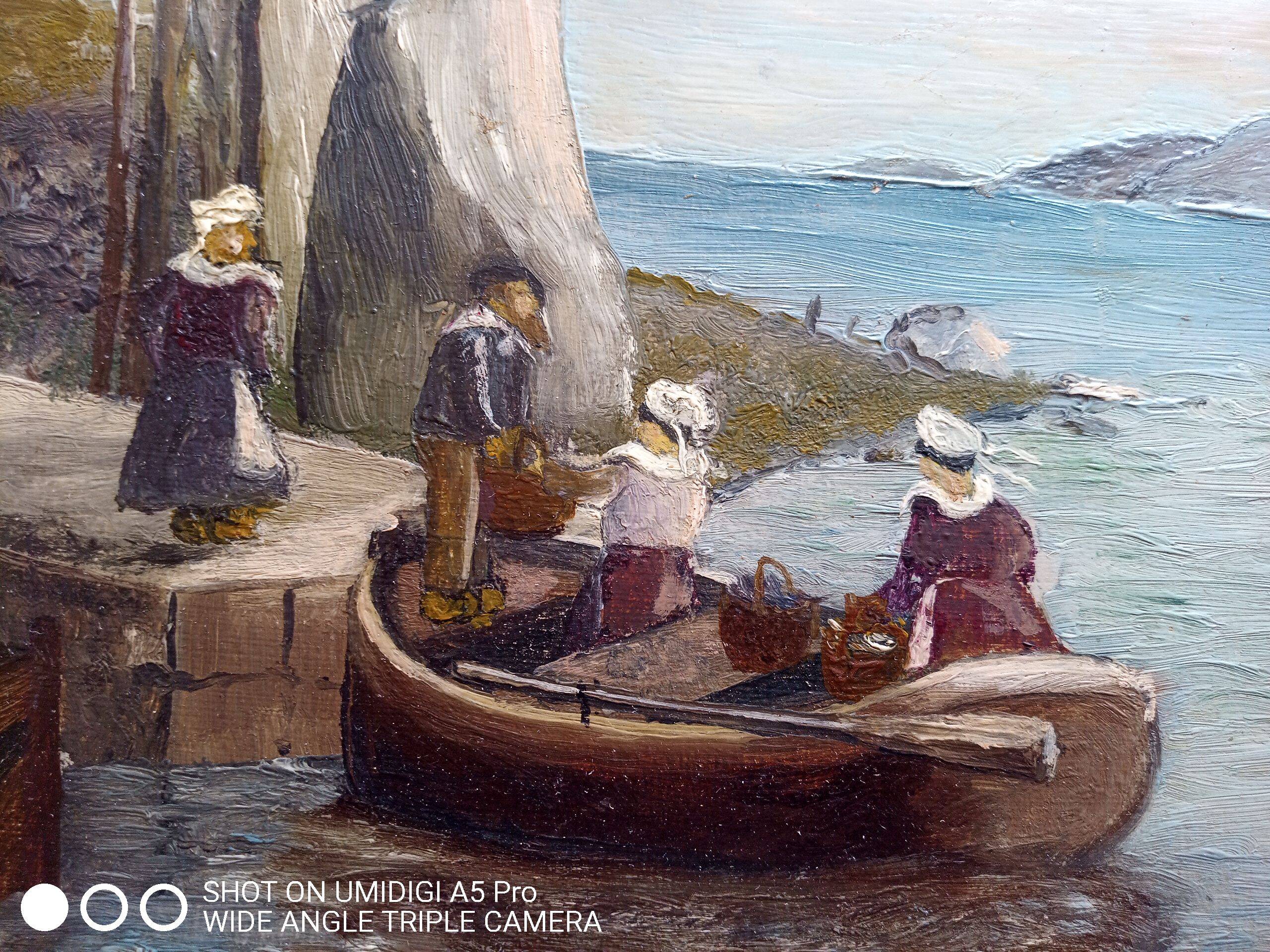 Oil on panel signed ED Géliot - 23 x 33 cm - boat in Brittany