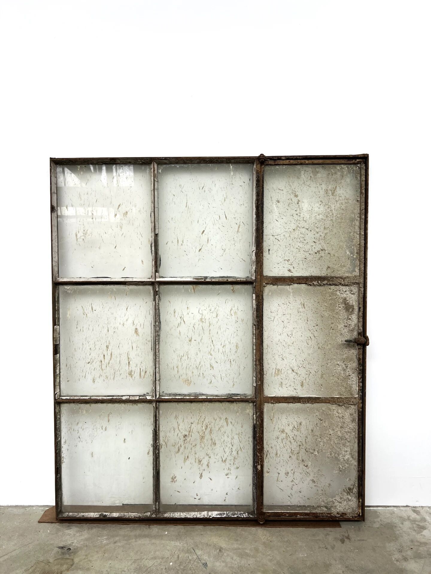 Old steel workshop skylight with opening.
