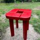 Tabouret de sauna laqué rouge par Olof Ottelin Finlande 1960