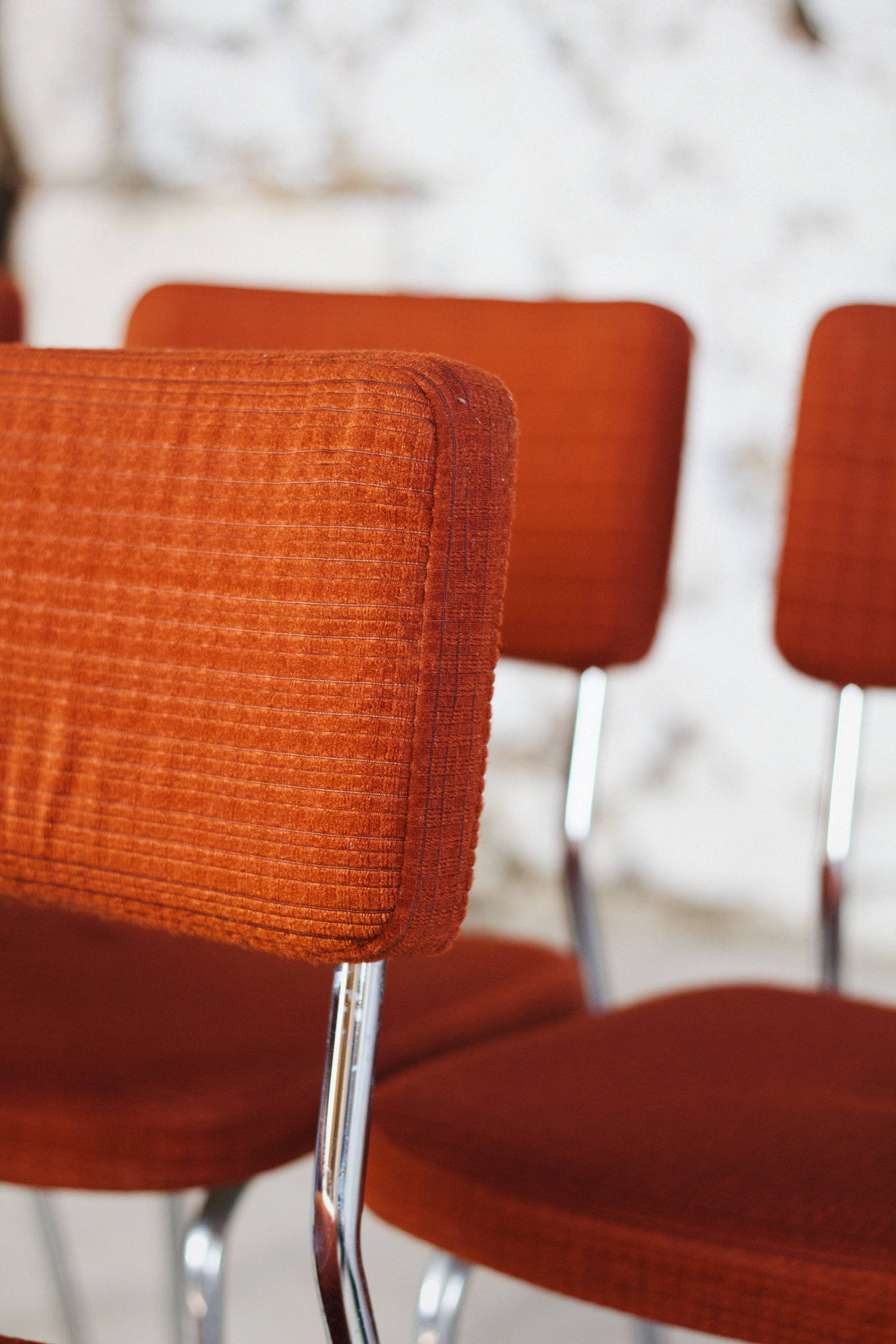 Vintage orange velvet chair, 1970