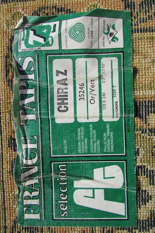 Shiraz carpet, 240 x 170, green and gold