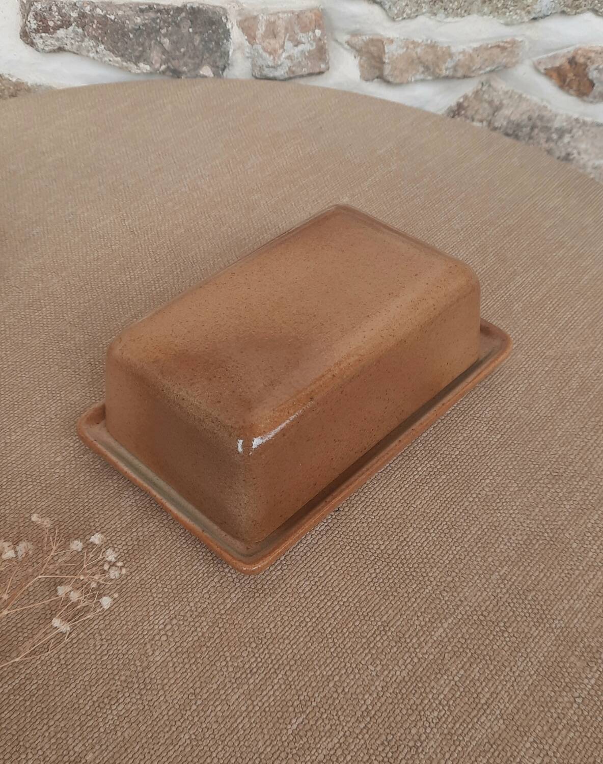 Old stoneware butter dish
