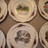 6 flat plates Sarreguemines Obernai décor Alsace