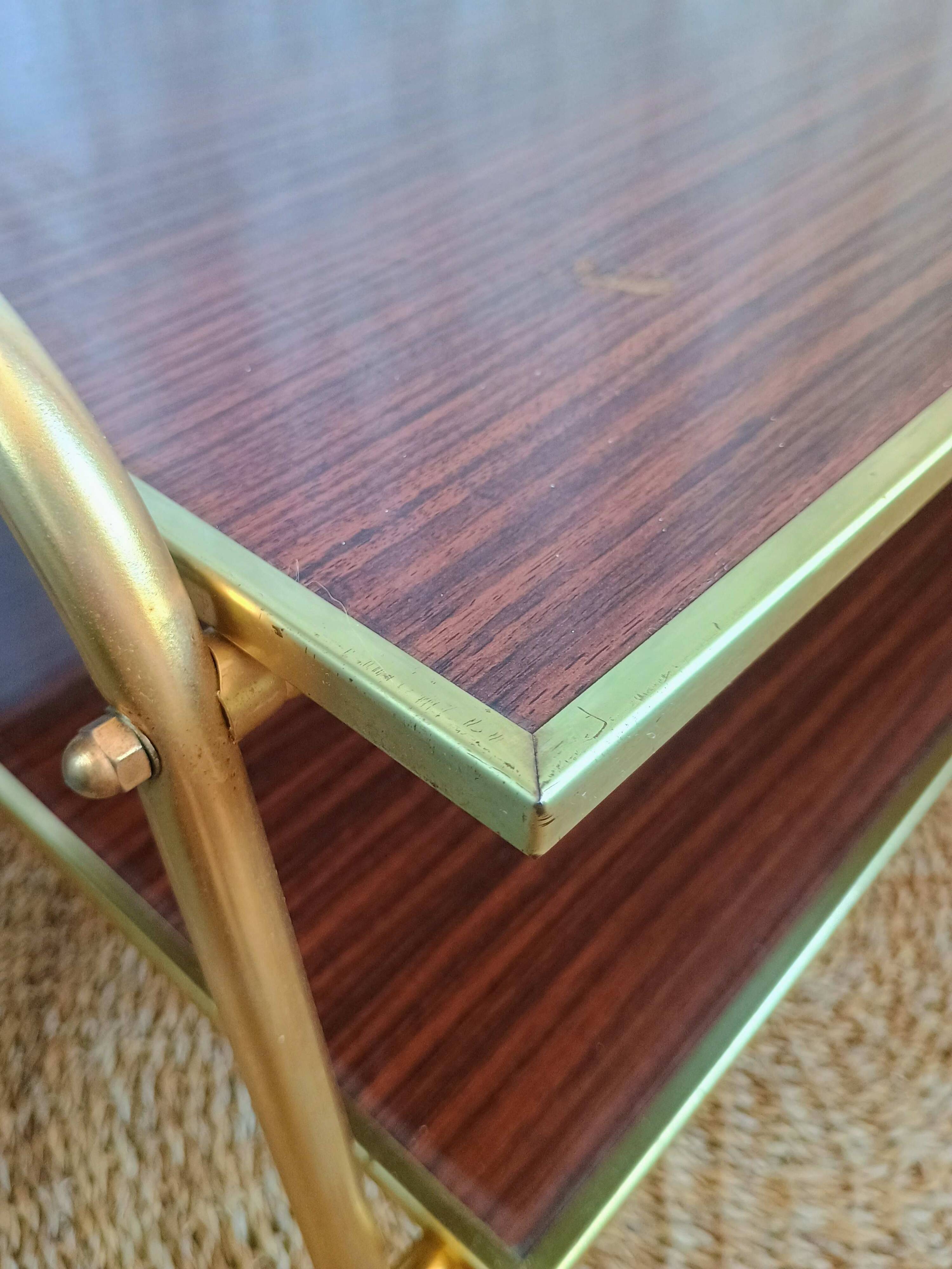 Coffee table with gold metal vinyl holder from the 70s)