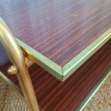 Coffee table with gold metal vinyl holder from the 70s)