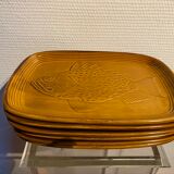 Set of 6 vintage plates with St Clément fish decor