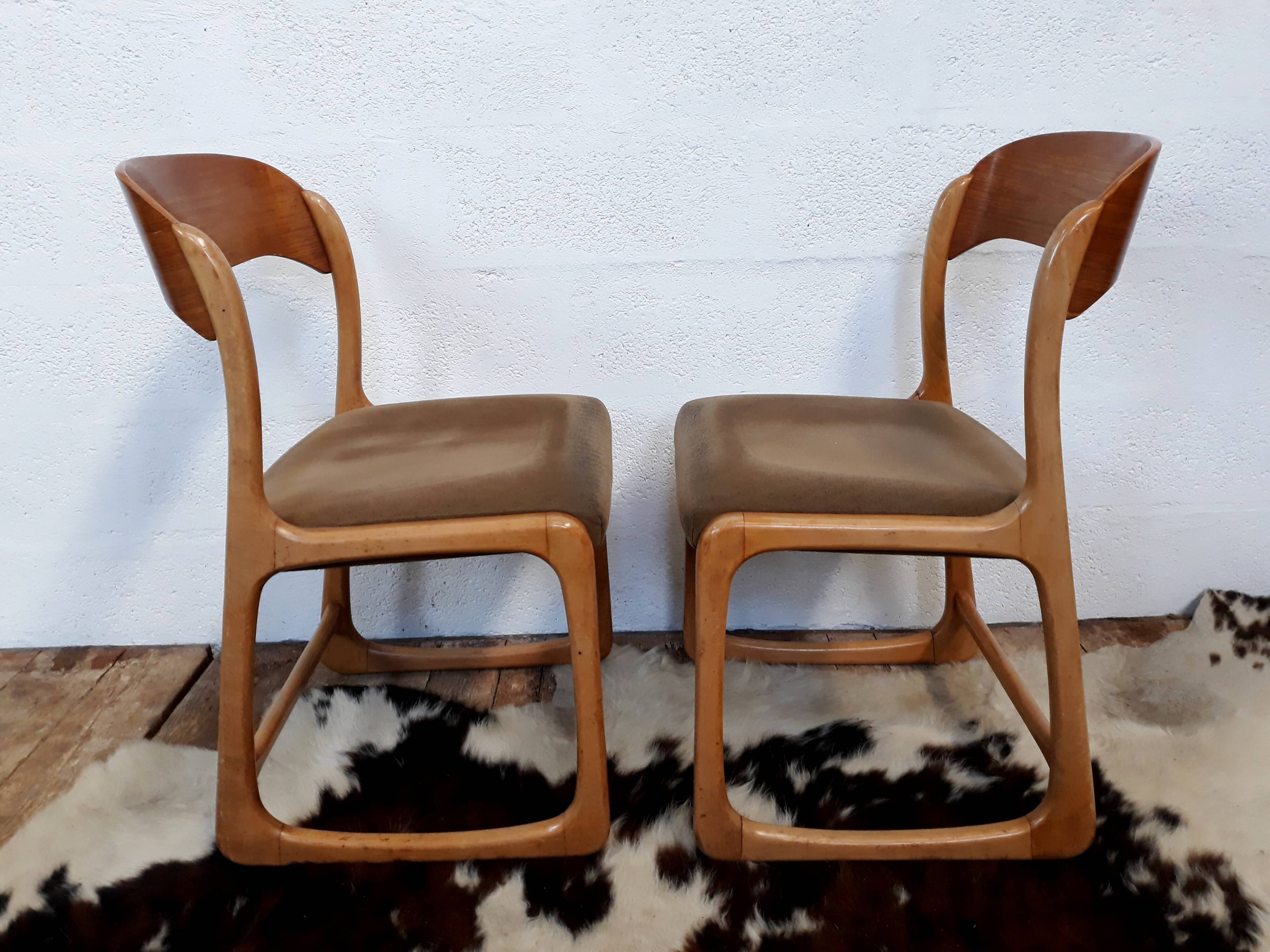6 chairs Baumann vintage sled