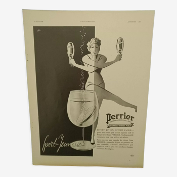 Publicité papier boisson Perrier  issue revue 1939