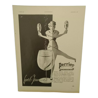 Perrier beverage paper advertisement from 1939 magazine