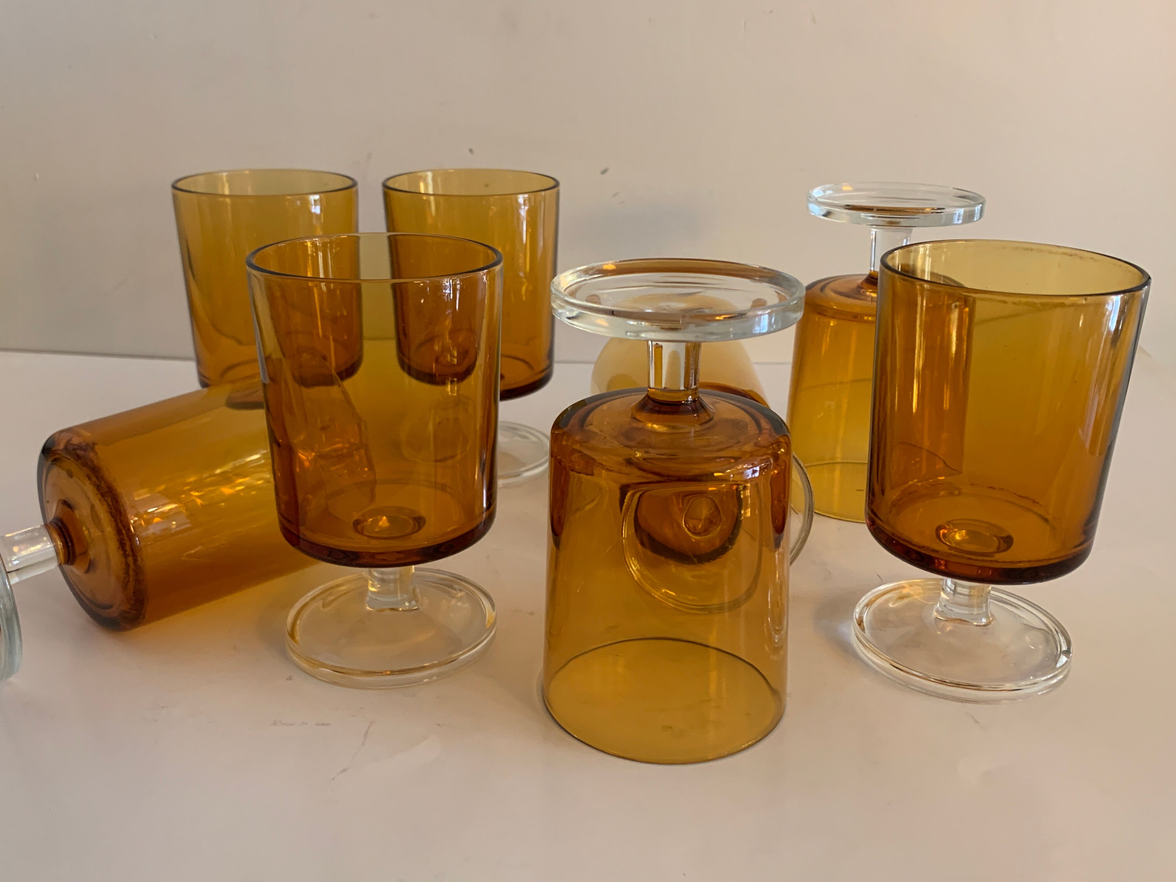 8 orange-yellow glasses Luminarc France