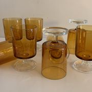 8 orange-yellow glasses Luminarc France