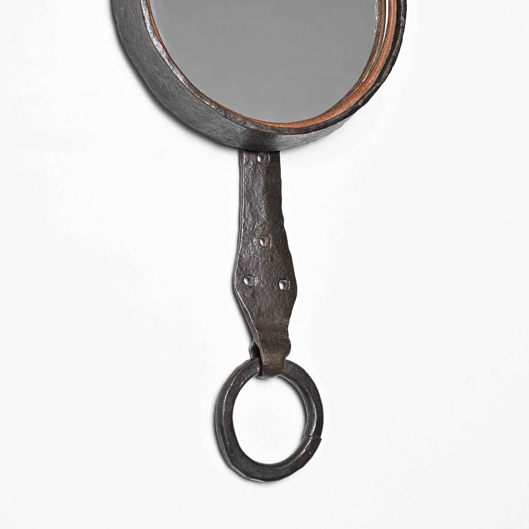 Wrought iron mirror by Léopold Gest, France, circa 1970.