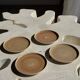 Set of 4 hand-painted Pornic stoneware plates D21