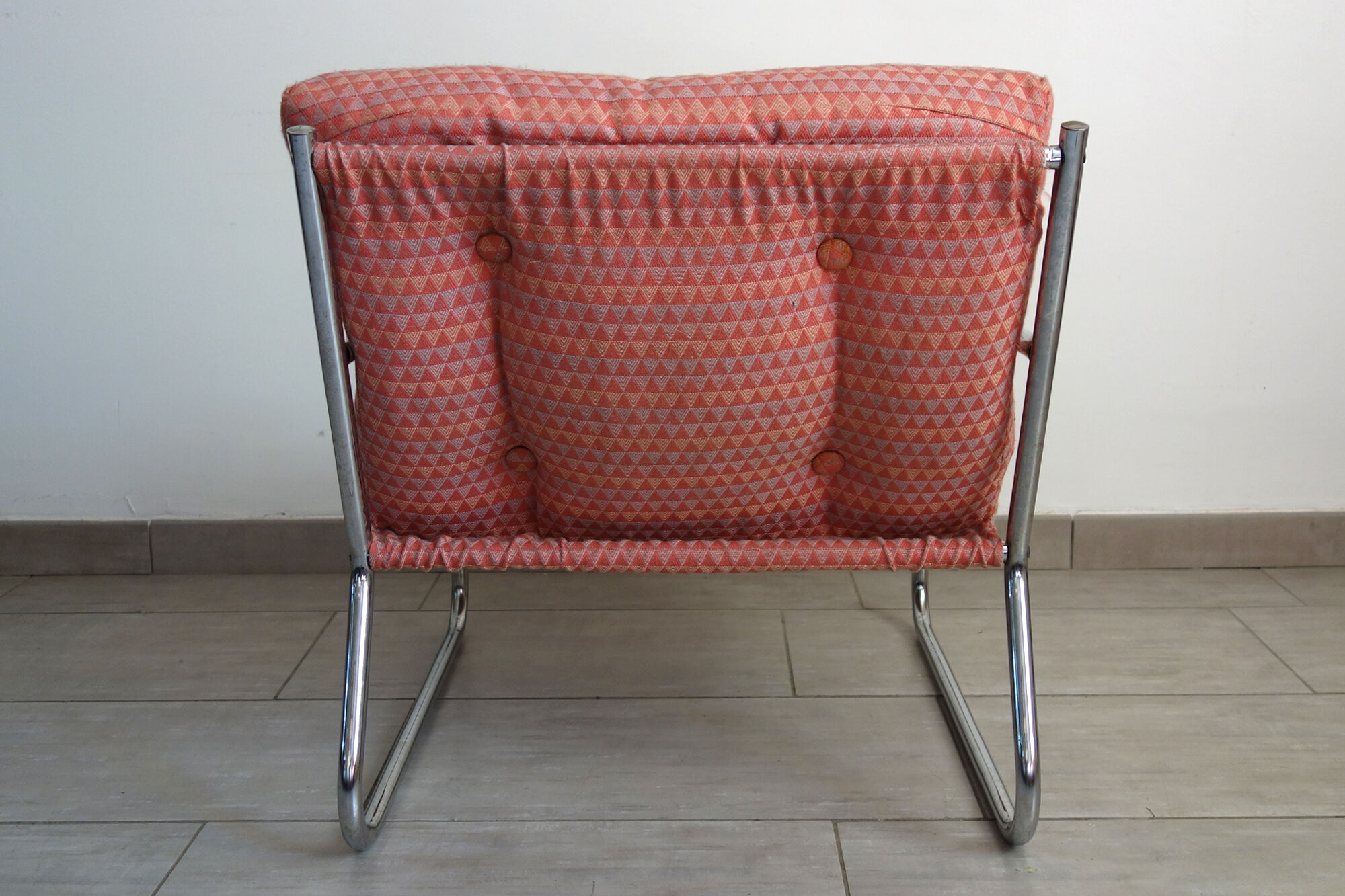 Sofa and armchair chrome steel and fabric 70s / 80s