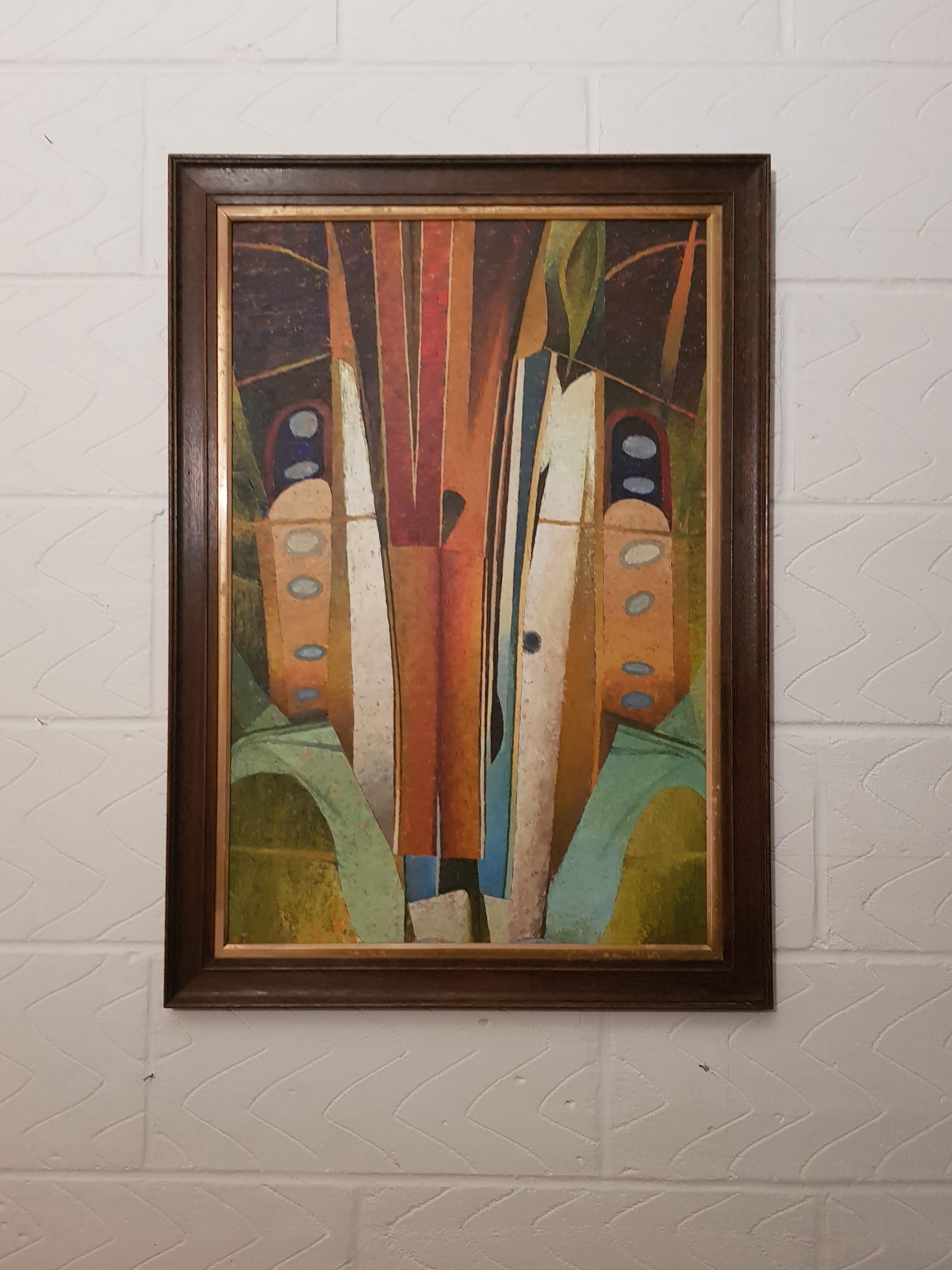 Abstract Painting on board, framed, circa 1970s