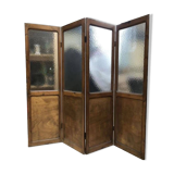 Four-leaf varnished wooden screen