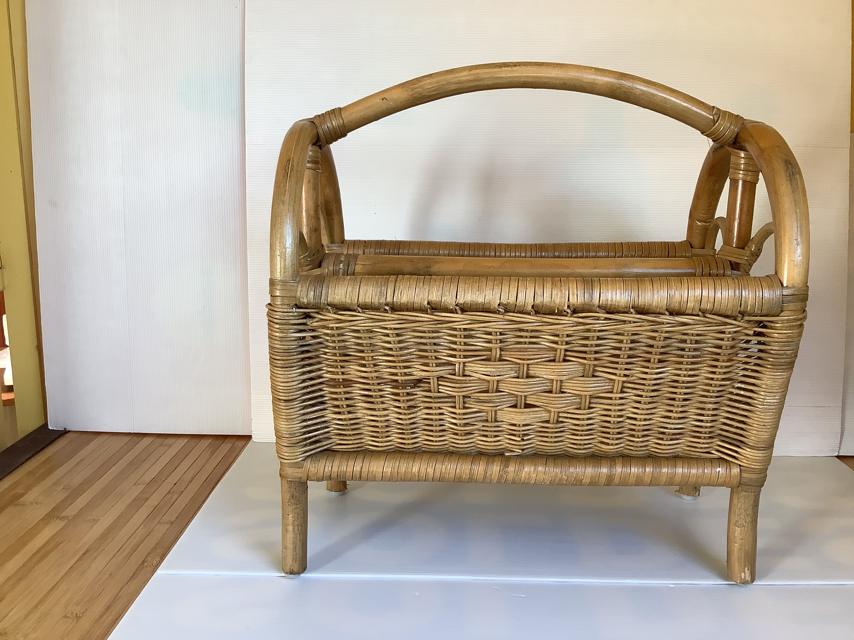 Rattan wicker magazine holder
