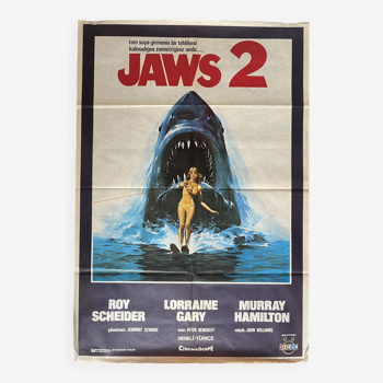 Affiche cinéma originale "Les Dents de la mer 2 Jaws" Roy Scheider 68x100cm 1978