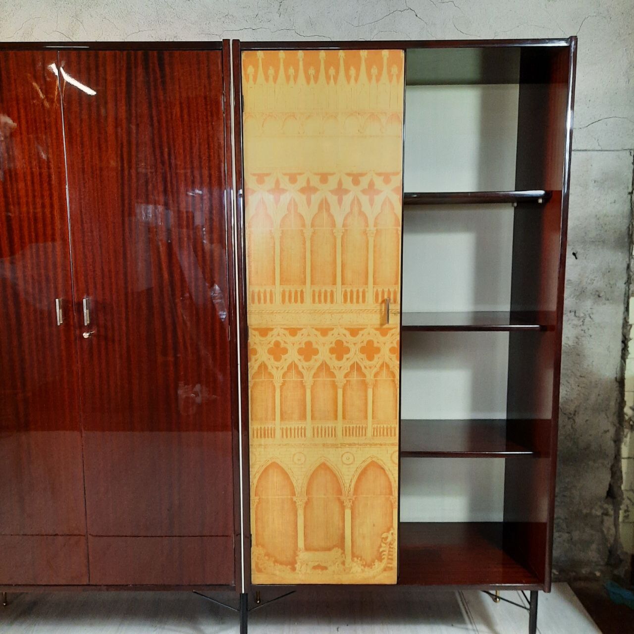 Wardrobe, 1950s bookcase, brass print / tips.