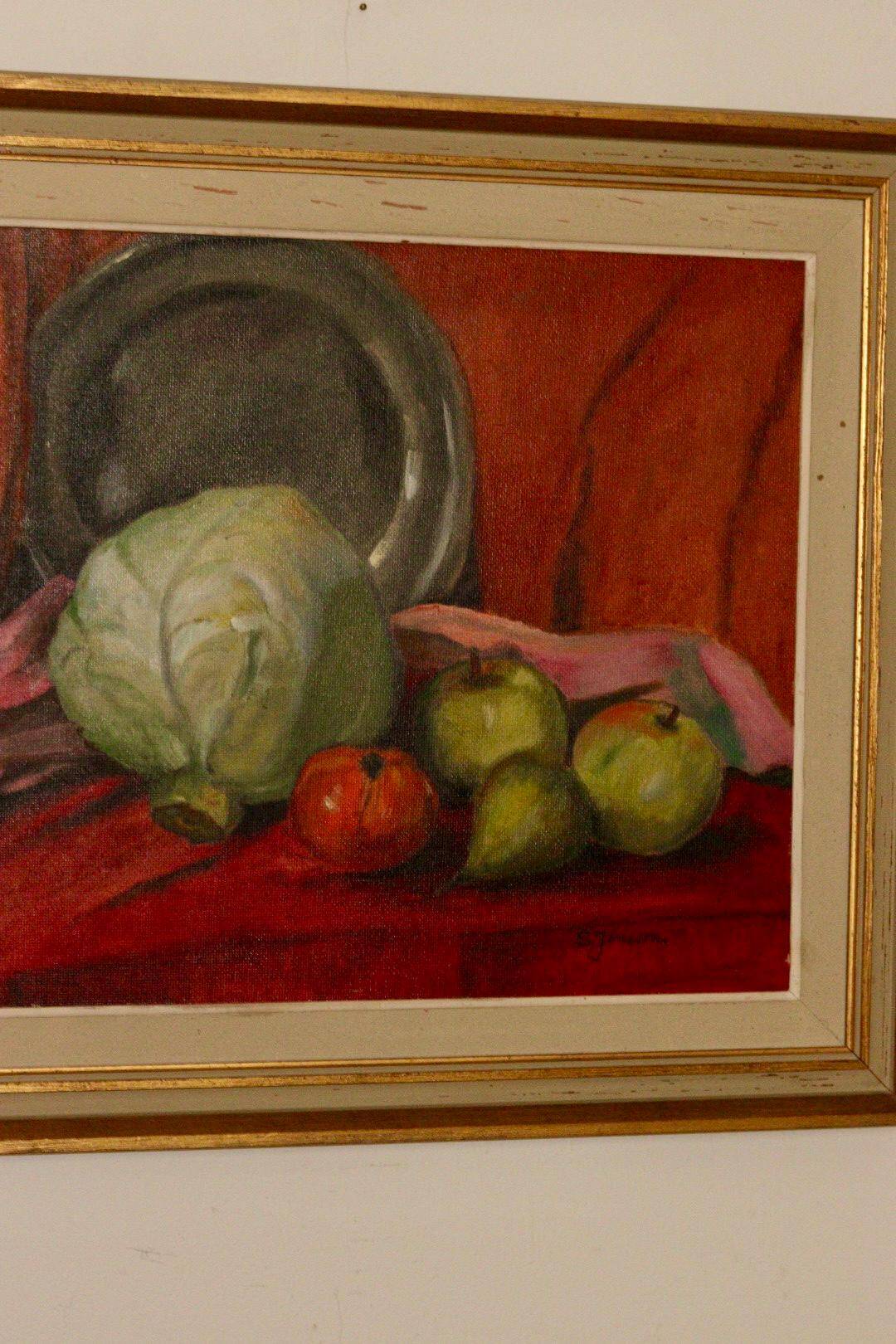 "Still Life with Cabbage and Fruits" by S. Jonsson