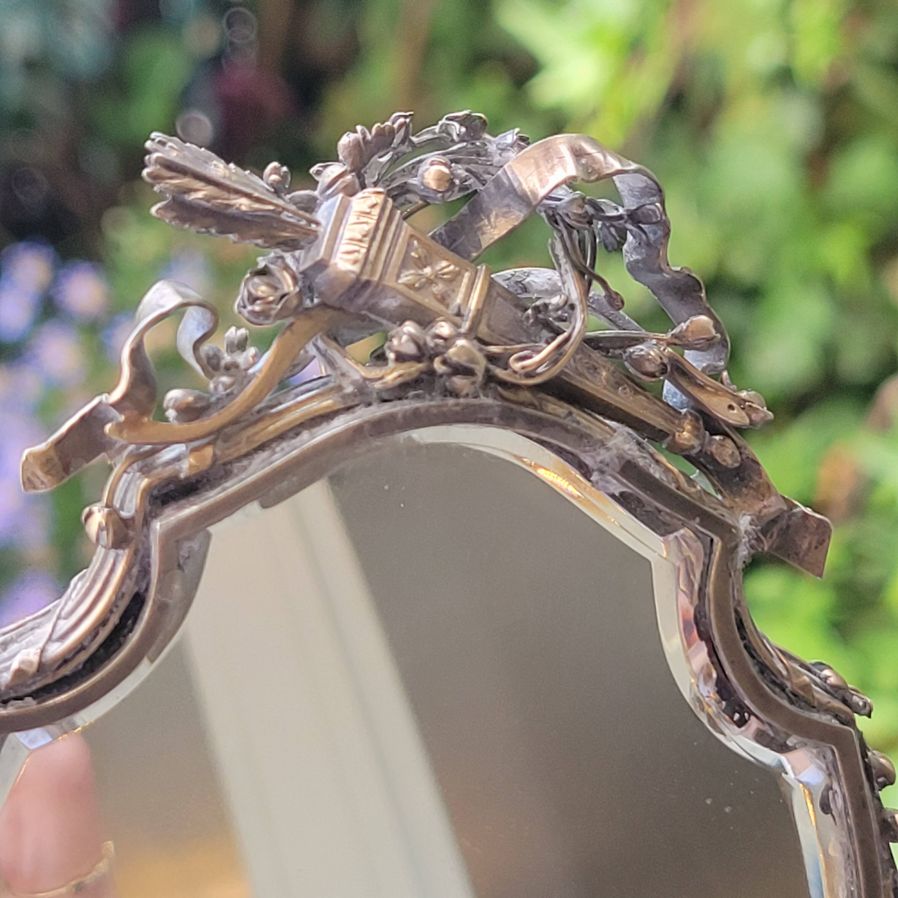 old double-sided hand-held mirror Henri Auguste SOLIÉ 1900