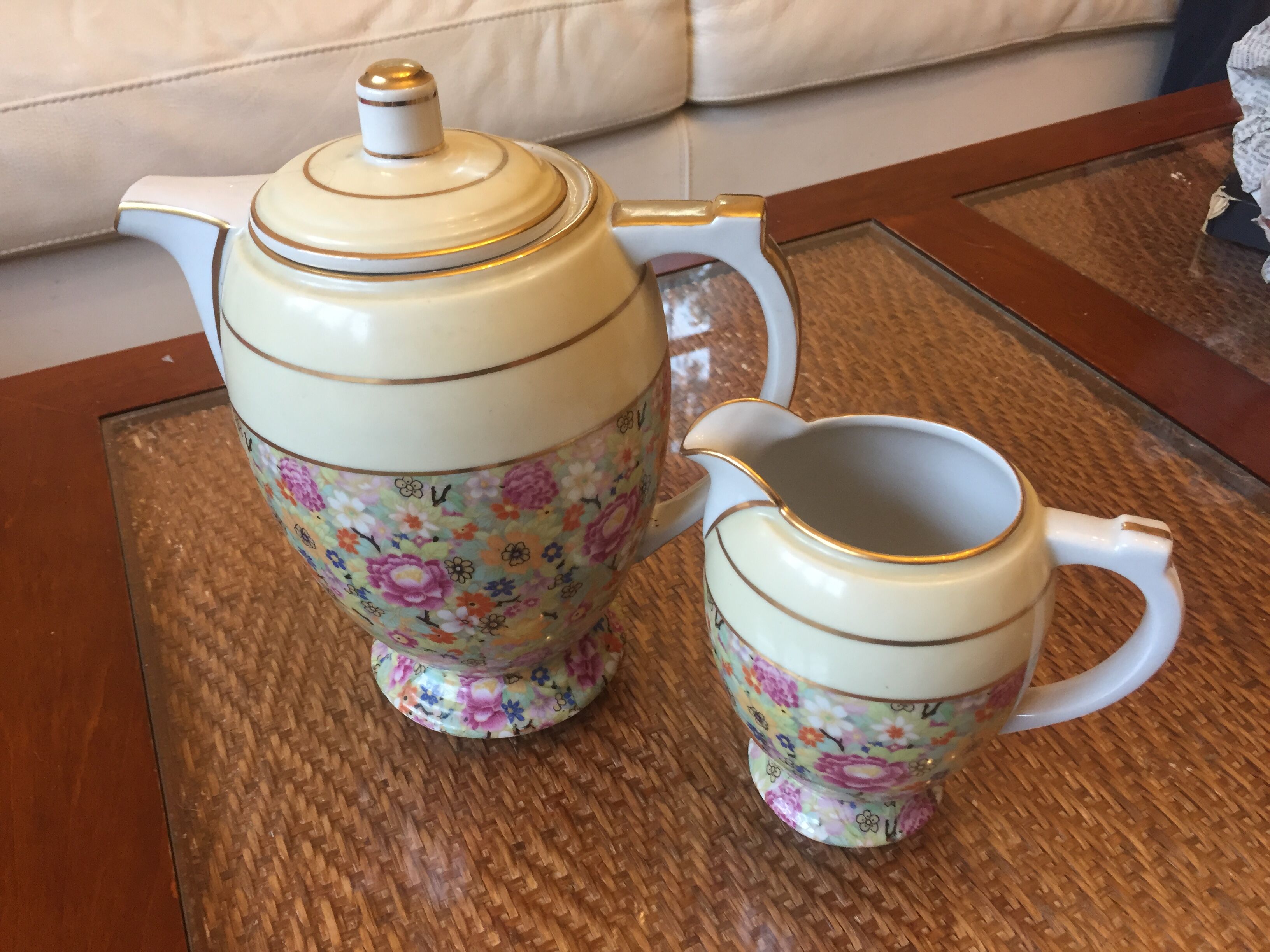 Coffee maker and vintage milk jar D.R.B. Limoges